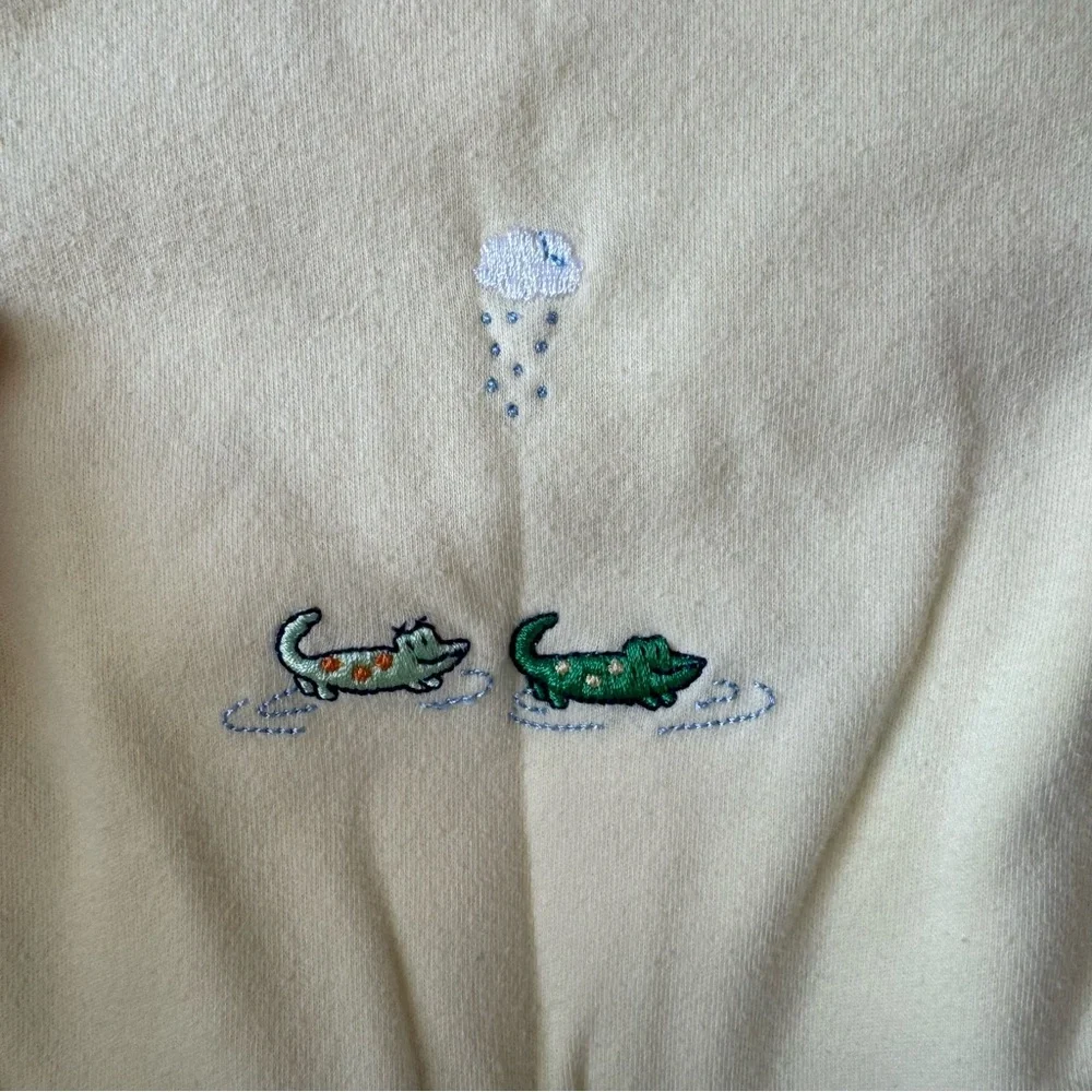 Vintage Talbots Kids Yellow Embroidered Animals Romper‎ Size 9 Months